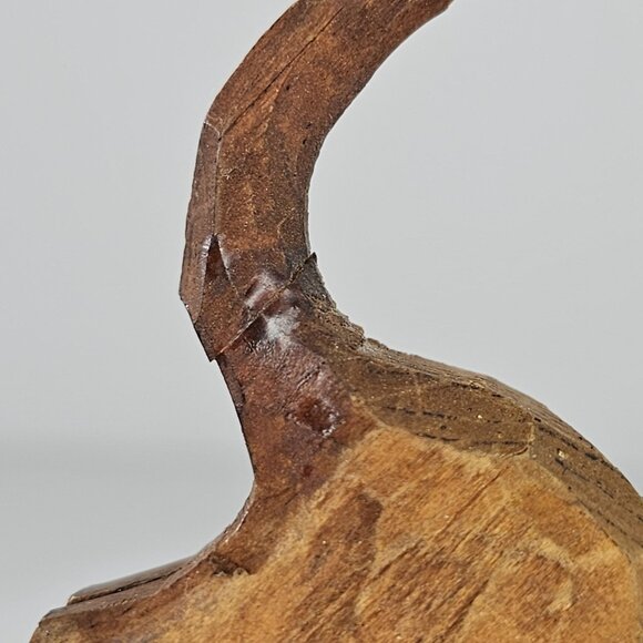 Hand-Carved Wooden Dog Figurine Bloodhound Long Ears Raised Tail *REPAIRED* - Picture 6 of 7